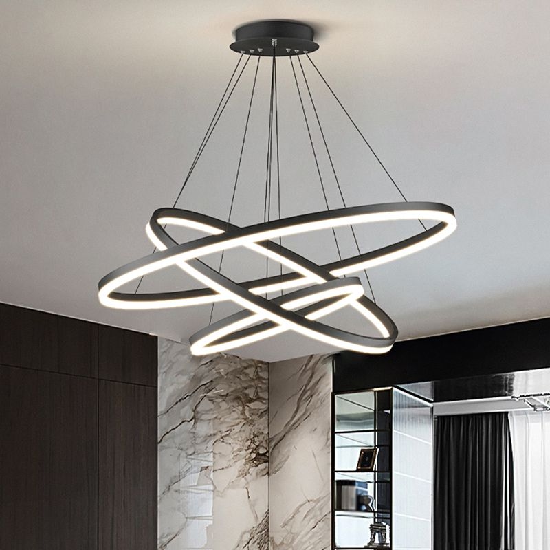 Arisha Suspension Anneau Moderne, Métal/Acrylique, Noir/Blanc, Salon