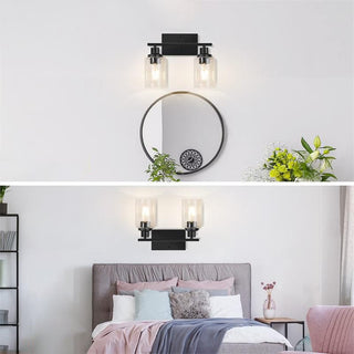 Silva Applique Murale Miroir Cylindrique Moderne, Verre/Métal, Noir/Or/Nickel, Chambre