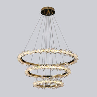 Kristy Lustre Cercle Luxueux, Metal/Cristal, Or, Salon