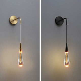 Kristy Design LED Applique Murale Goutte d’Eau Moderne Cristal Noir/Or Chambre à Coucher