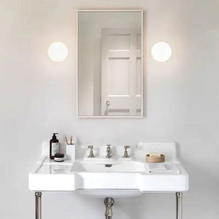 Valentina Applique Murale Globe Minimaliste, Métal/Verre, Blanc, Salle de Bain