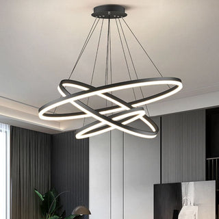 Arisha Suspension Anneau Moderne, Métal/Acrylique, Noir/Blanc, Salon