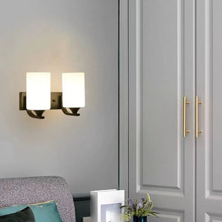 Tiffany Applique Murale Miroir Cylindrique Moderne, Verre/Métal, Noir/Chromé, Salon