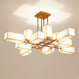 Arisha Lustre Carré Contemporain, Metal/Tissu, Noir/Or, Chambre