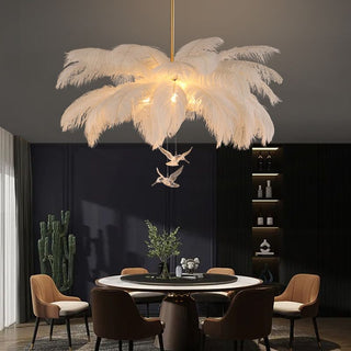 O'Moore Lustre Fleur Naturel Verre/Plume Blanc Salon