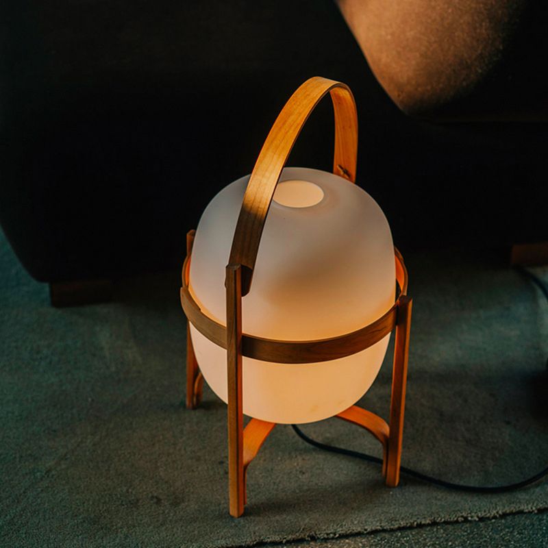 Muto Lampadaire Lanterne Moderne, Bois/Verre, Blanc/Bois, Salon