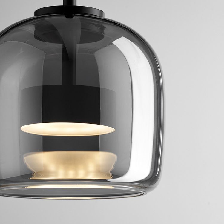 June Suspension Luminaire Design Verre Gris Fumé
