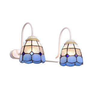Tiffany Applique Murale Fleur Vintage, Métal, Noir/Bleu/Blanc, Salle de Bain