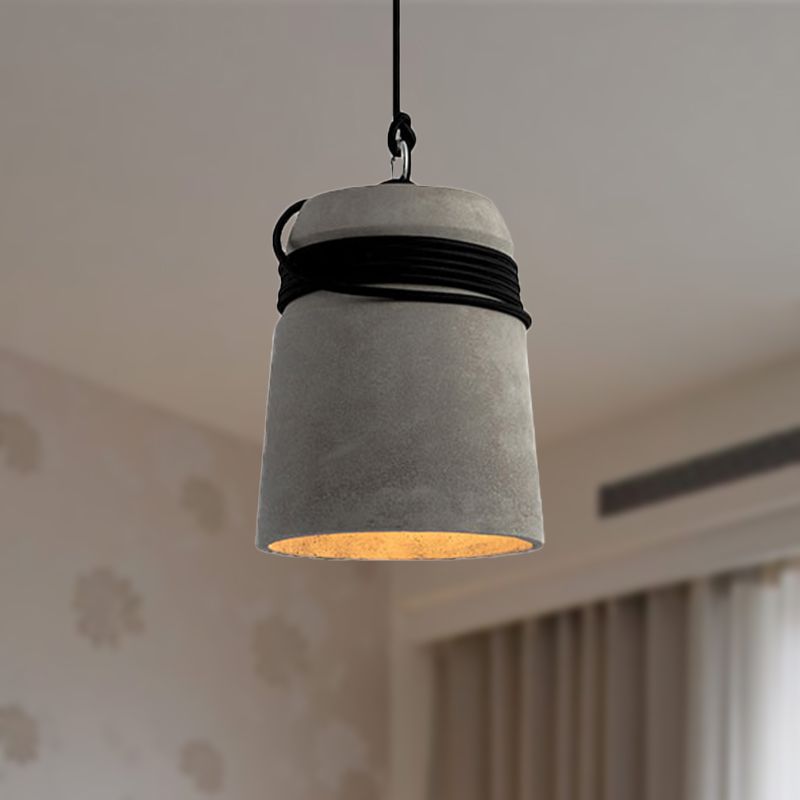 Arisha Luminaires Suspensions Cylindre Industriel Métal/Ciment Gris Chambre/Salon