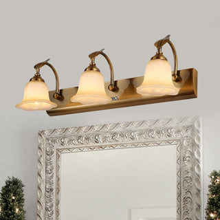 Ray Applique Murale Miroir Fleur Rétro, Métal/Verre, Or, Salle de Bain