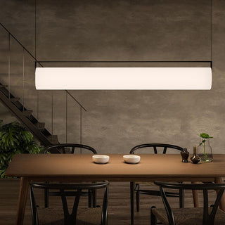 Ray Suspension Cylindre Minimaliste, Métal/Acrylique, Blanc/Noir, Salon
