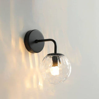 Valentina Applique Murale Boule Moderne, Métal/Verre, Noir/Or, Chambre à Coucher