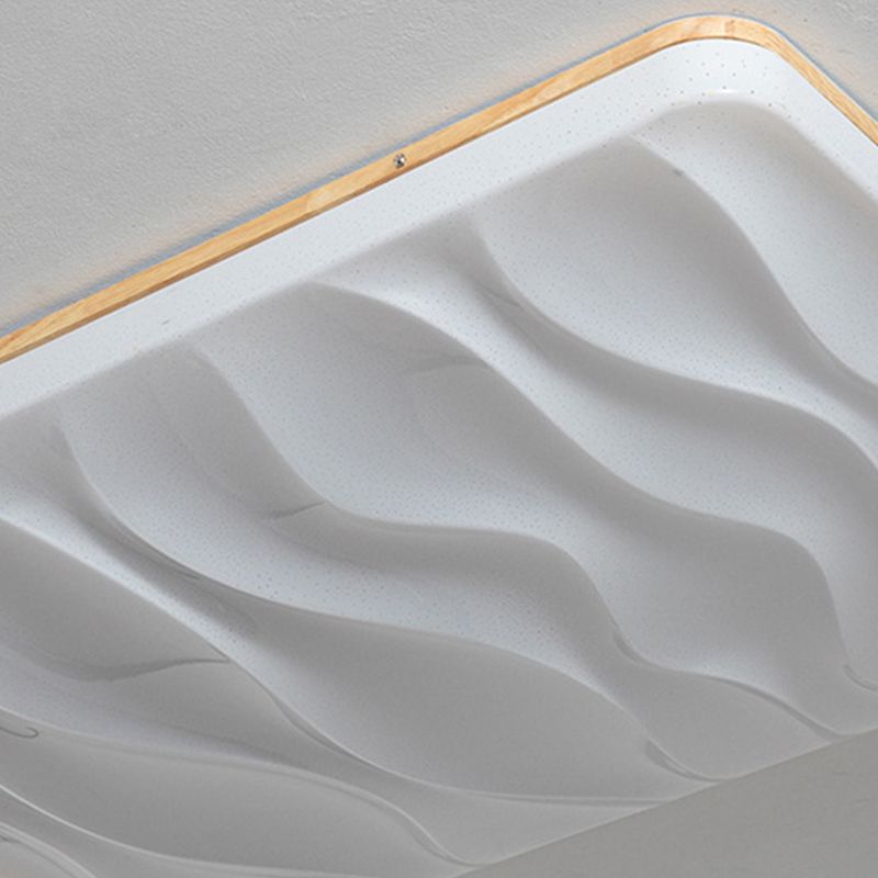 Muto Plafonnier Géométrique Moderne, Bois/Acrylique, Blanc, Salon