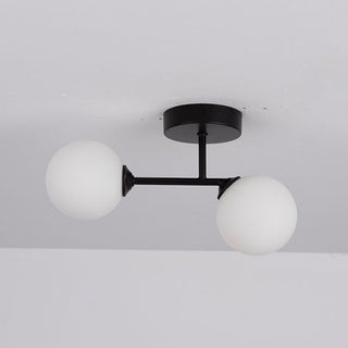 Valentina Plafonnier Rond Moderne, Métal/Verre, Noir/Doré, Salon