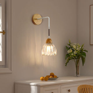 Arisha Applique Murale Fleur Moderne, Bois/Verre, Bois, Cuisine/Couloir