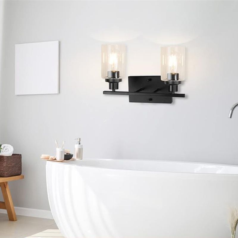 Silva Applique Murale Miroir Cylindrique Moderne, Verre/Métal, Noir/Or/Nickel, Chambre