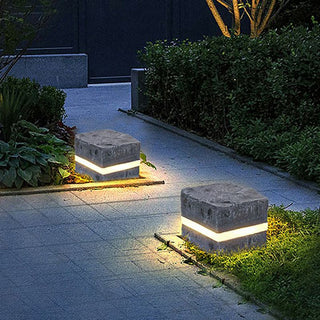 Ray Lampe Extérieure au Sol Pierre Moderne, Métal/Résine, Gris, Jardin