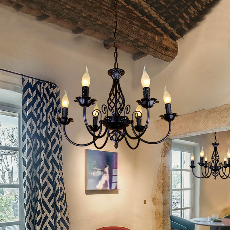 Sliva Lustre Lanterne Retro, Metal/Verre, Blanc/Noir, Salon