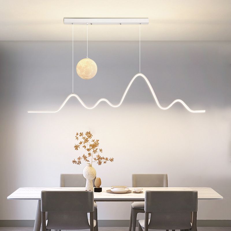 Arisha Suspension Linéaire Naturelle, Noir/Blanc/Or, Salon