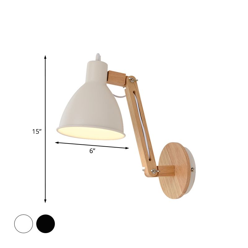 Epoch Applique Murale Orientable Vintage, Métal/Bois, Blanc/Noir