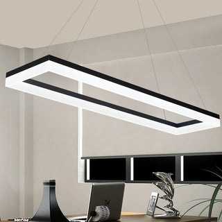 Arisha Luminaires Suspensions Carrée Simple Moderne Acrylique Noir/Blanc Salon/Chambre à Coucher/Salle à Manger