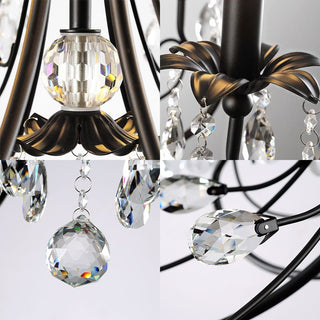 Silva LED Suspension Noir Métal Cristal Salle à manger Salon