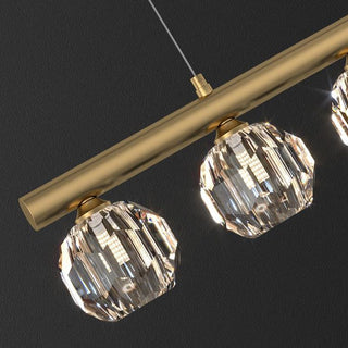 Kristy Suspension Linéaire/Sphère Moderne, Métal/Cristal, Doré, Salle à Manger