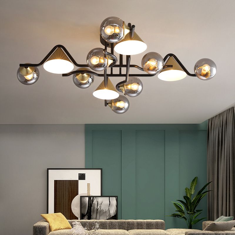 Arisha Design LED Plafonnier Métal/Verre Salon/Chambre à Coucher