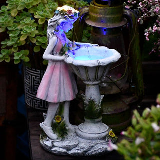 Aria Lampadaire Fille Arc Deco, Résine, Rose, Extérieur
