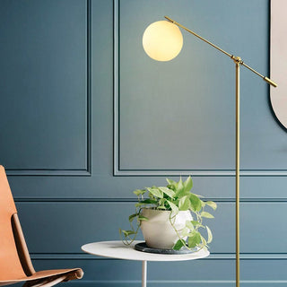Valentina Lampadaire Boule Moderne, Verre/Métal, Doré, Salon
