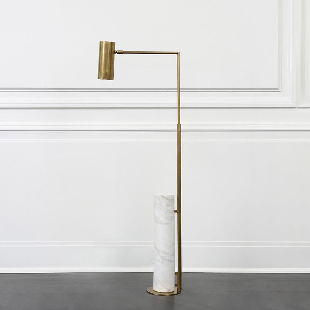Mira Lampadaire Cylindre Moderne, Marbre/Métal, Doré, Salon