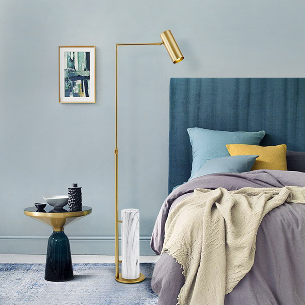 Mira Lampadaire Cylindre Moderne, Marbre/Métal, Doré, Salon