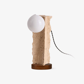 Terra Travertine Orb Table Lamp-Neutral Decor