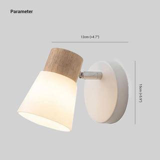 Muto Design Italien LED Applique Murale à Miroir Ronde Rustique Bois/Verre Blanc Salle de Bain