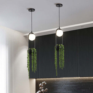 Ritta Suspension Globe Simple, Métal/Acrylique, Noir/Blanc, Chambre à Coucher/Cuisine