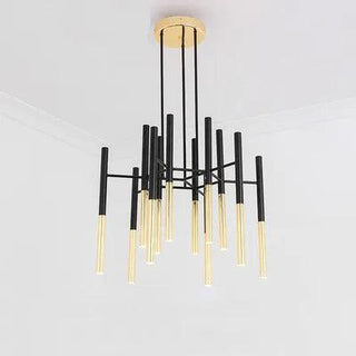 Solara Lustre Moderne Tiges Noir Or