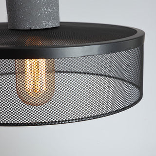 Arisha Suspension Cylindre Industriel, Métal/Ciment, Noir/Gris, Bar