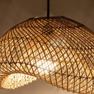 Ritta Suspension Dôme Rustique, Métal/Rotin, Marron, Salon/Café