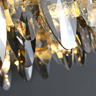 Kristy Suspension Anneau Contemporaine, Métal/Cristal, Noir/Or, Chambre à Coucher/Salle à Manger