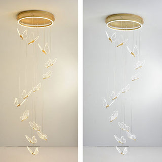 Olivia Moderne LED Suspension Doré Métal/Acrylique Salon Chambre à coucher