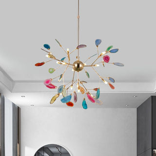 Arisha Art LED Suspension Bleu Métal Agate Salon Chambre à coucher