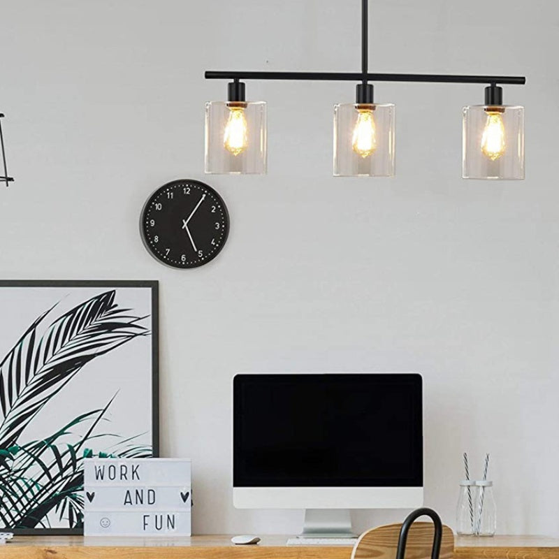 Arisha Minimaliste Industriel LED Lustre Noir Métal Cuisine Salon