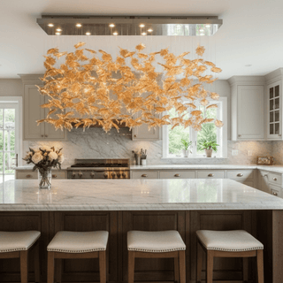 Multicolor Crystal Maple Leaf Chandelier-Neutral Decor