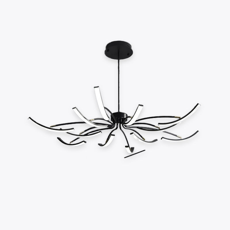 Kristy Moderne Lustre Linéaire Moderne, Métal/Gel de Silice, Noir/Blanc/Doré, Salon