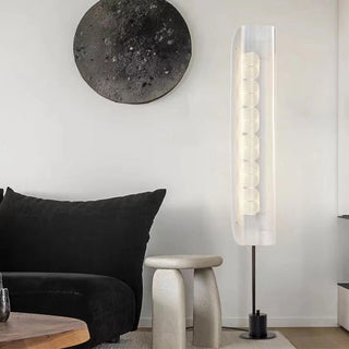 Mira Lampadaire Anneau Minimaliste, Métal/PMMA, Blanc, Salon