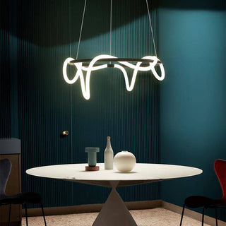 Tirixen Suspension Courbe/linéaire LED Postmoderne. Métal. Or/Noir. Salon-Luire
