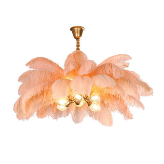 O'Moore Suspension Fleur Moderne, Cuivre/Plume, 8 Couleur, Salon