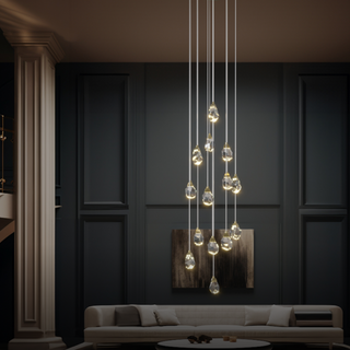 Kristy Luminaire Or Suspension Verre/Métal Pierres Chambre/Salon