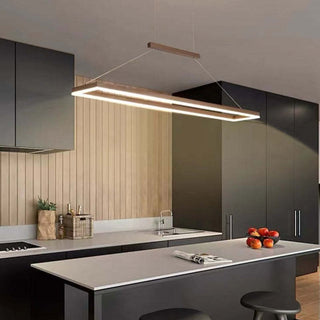 Ray Suspension Rectangulaire Contemporaine, Metal, Café/Or, Chambre