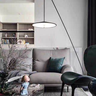 Mira Design Lampadaire Frisbee/Canne à Pêche Simple Métal Noir Grande Salon Intérieur